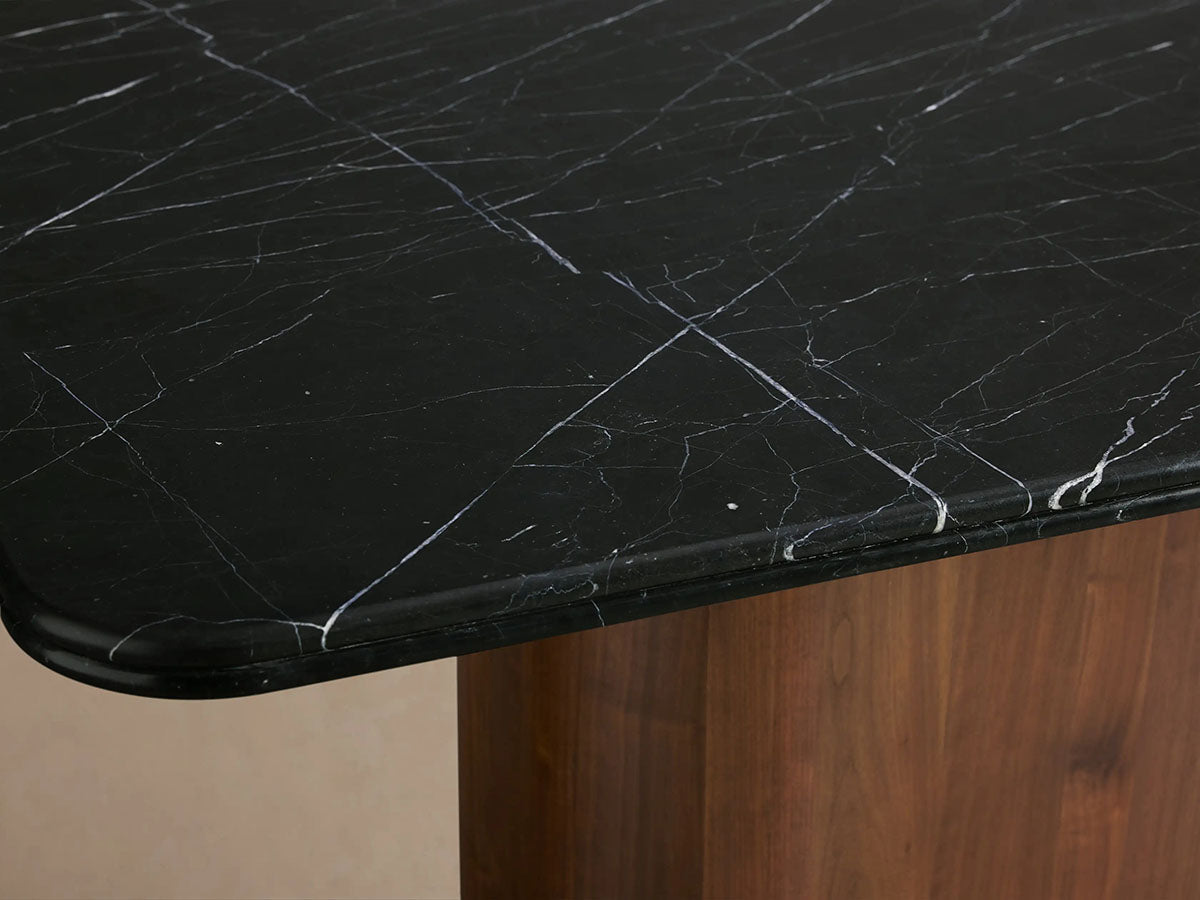Caden Black Marquina Stone Top Dining Table American Walnut Wood Base