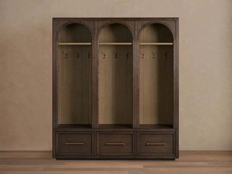 Hattie Oak Wood Entryway Cabinet Storage Tall Cabinet With Hooks