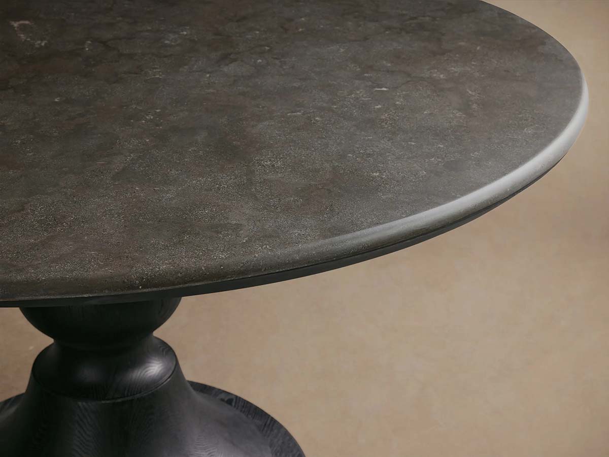 Amelia Marble Top Dining Table with Wood Curved Base Natural Stone Dining Table