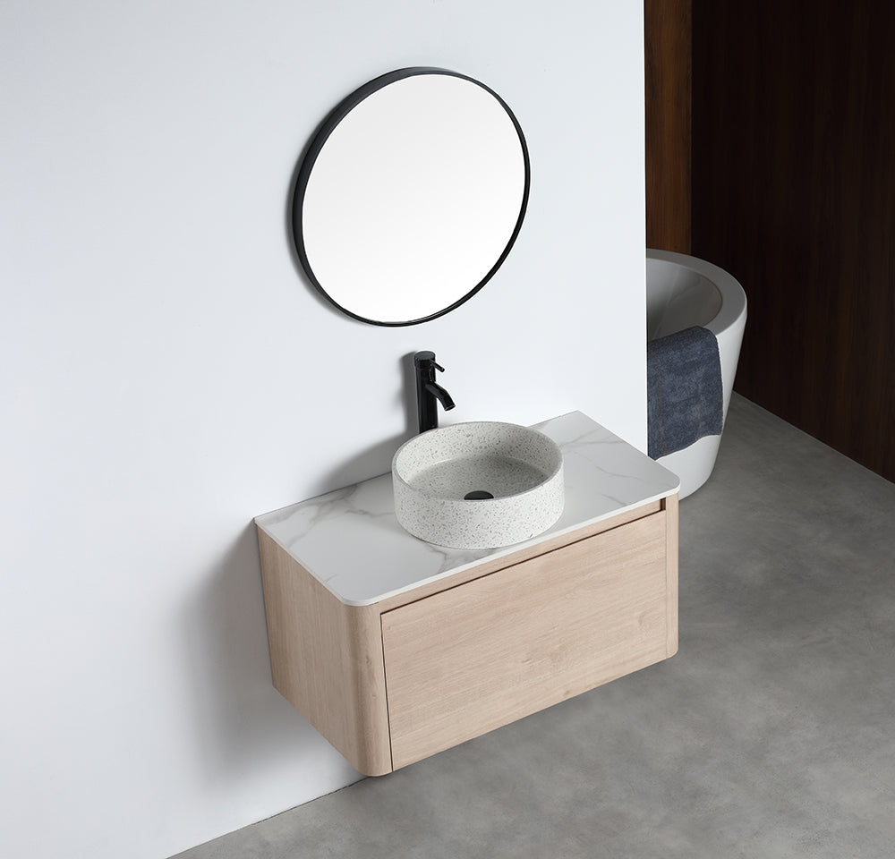 NAGA Perugia Concrete Basin with Matching Pop-up Waste Round Terrazzo