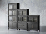 Rowan Modular Wall Unit Storage Tall Display Cabinet Wood Bookcase with Glass Door