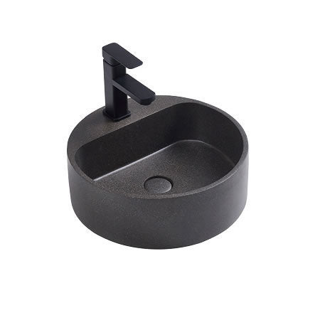 NAGA Burano Concrete Basin with Matching Pop-up Waste Round with 1 Tap Hole Black Sandstone