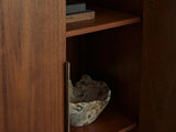 Caden Wood Door Tall Storage Cabinet Walnut Curio Display Cabinet dining Entryway China Cabinet