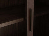 Malone Textured Leather Tall Display Cabinet Wood Storage Cabinet with Glass Doors