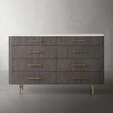 Finnley Wood Eight-Drawer Dresser with Marble or Bluestone Top Rural Chest Of 8 Drawers Cabinet