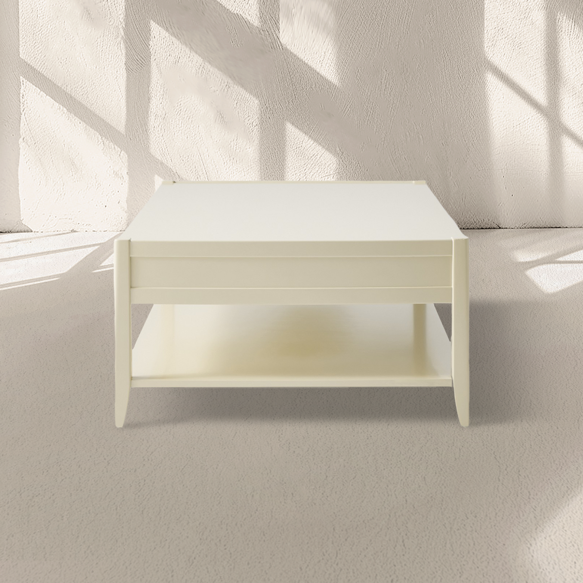 Lewis 56" Modern Coffee Table Wood Sofa Center Tea Table with Fluted Drawers