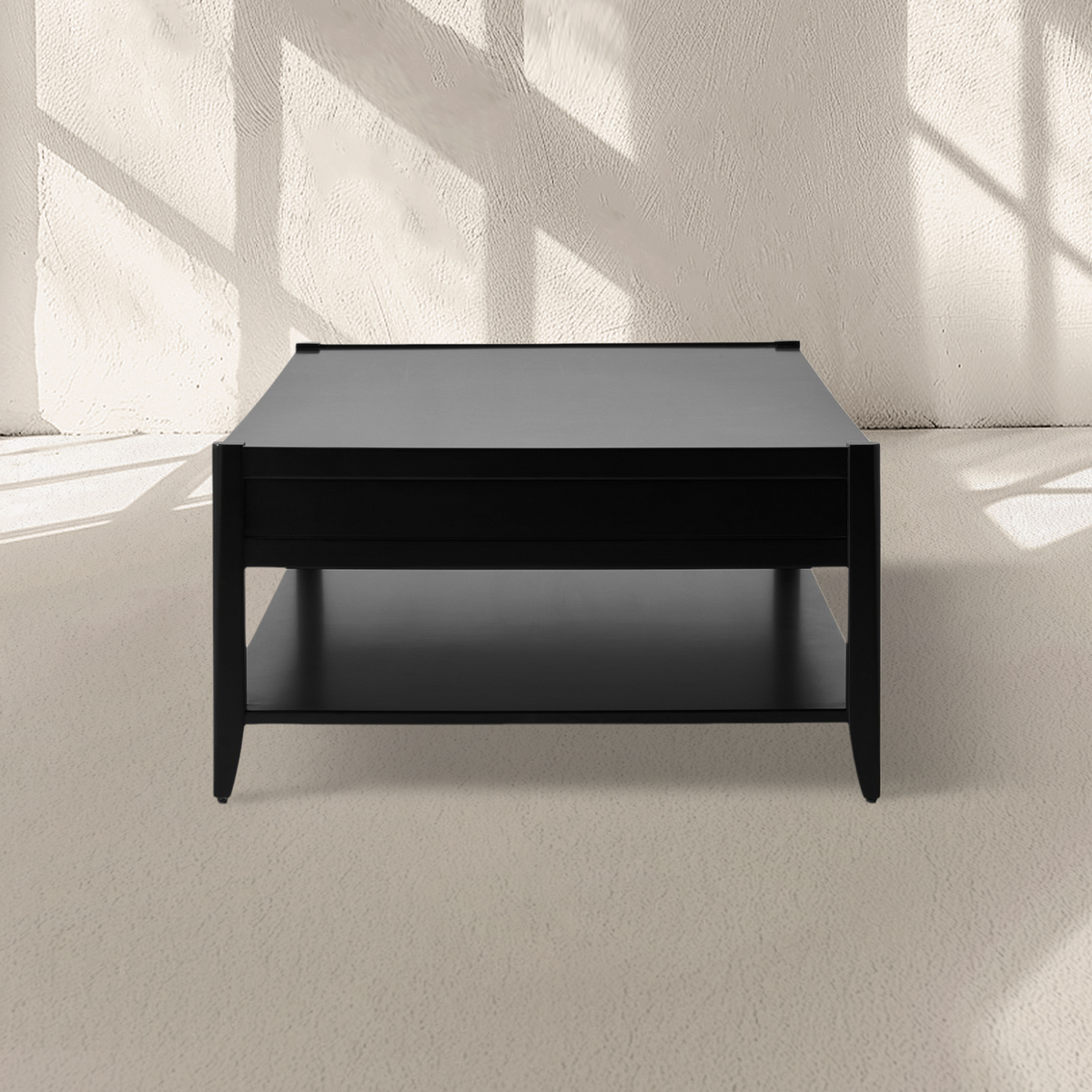 Lewis 56" Modern Coffee Table Wood Sofa Center Tea Table with Fluted Drawers