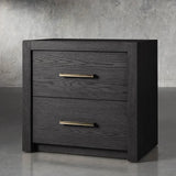 Bodhi Tall Nightstand Wood Night Side Cabinet Rustic Bedside Table Two-Drawer Chest