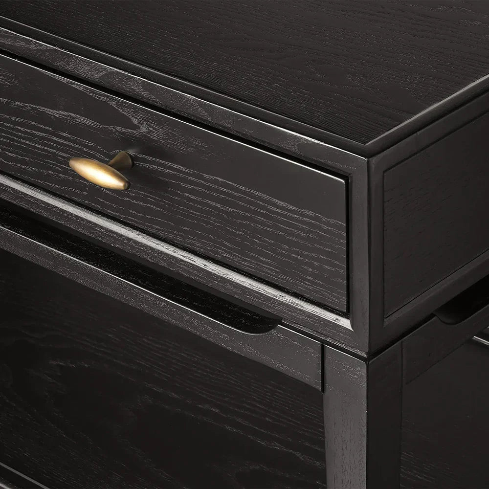 Brock Nightstand Mid-Century Modern Bedside Table Ash Night Side Storage Cabinet