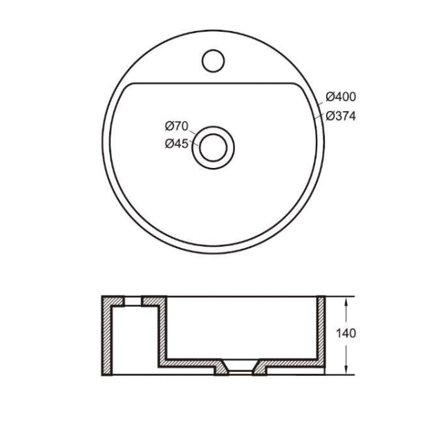 NAGA Burano Concrete Basin with Matching Pop-up Waste Round with 1 Tap Hole Burberry Stone