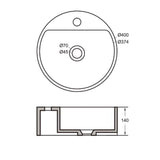NAGA Burano Concrete Basin with Matching Pop-up Waste Round with 1 Tap Hole Burberry Stone