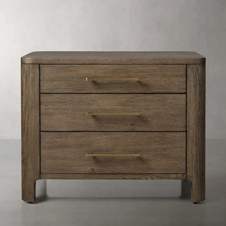 Calista Closed Oak Nightstand Two-Drawer Chest Wood Night Side Table Bedside