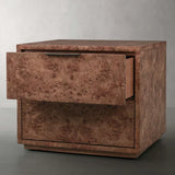 Corey Closed Nightstand Bedside Table with Mappa Burl Wood 2 Drawers