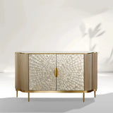 Perla Slate Top Sideboard Luxury Gold Buffet Cabinet With Mother-of-Pearl Door Panel
