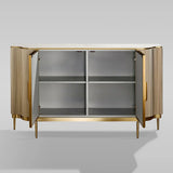 Perla Slate Top Sideboard Luxury Gold Buffet Cabinet With Mother-of-Pearl Door Panel