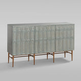 Verdin 3-Door Sideboards Wood Living Room Entrance Storage Cabinets With Steel Base