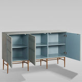 Verdin 3-Door Sideboards Wood Living Room Entrance Storage Cabinets With Steel Base
