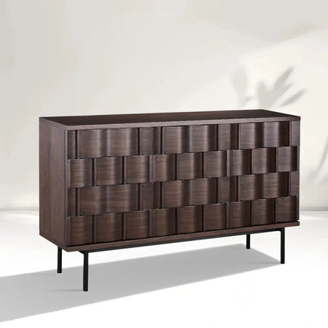 Ariel Woven-Texture 3-Door Sideboard Scandinavian Wood Storage Cabinets