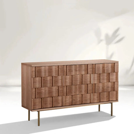 Ariel Woven-Texture 3-Door Sideboard Scandinavian Wood Storage Cabinets