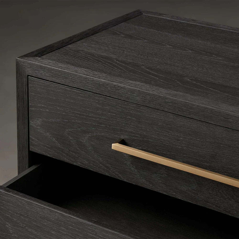 Darwyn Closed Nightstand Wood Bedside Table with Brass Handles Drawer