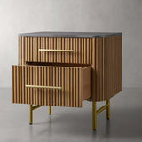 Finnley Closed Nightstand Marble Double Drawers Chest Bedside Table