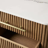 Finnley Closed Nightstand Marble Double Drawers Chest Bedside Table