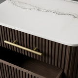 Finnley Closed Nightstand Marble Double Drawers Chest Bedside Table