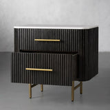 Finnley Closed Nightstand Marble Double Drawers Chest Bedside Table