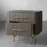 Finnley Closed Nightstand Marble Double Drawers Chest Bedside Table