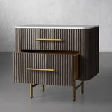 Finnley Closed Nightstand Marble Double Drawers Chest Bedside Table