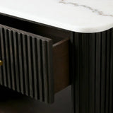 Finnley Open Nightstand Natural Stone Top Bedside Table Wood Bedroom Cabinet
