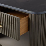 Finnley Open Nightstand Natural Stone Top Bedside Table Wood Bedroom Cabinet