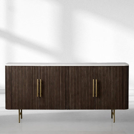 Finnley Wood Sideboard Marble Countertop Buffet Storage Cabinet Rural Entryways Cabinet