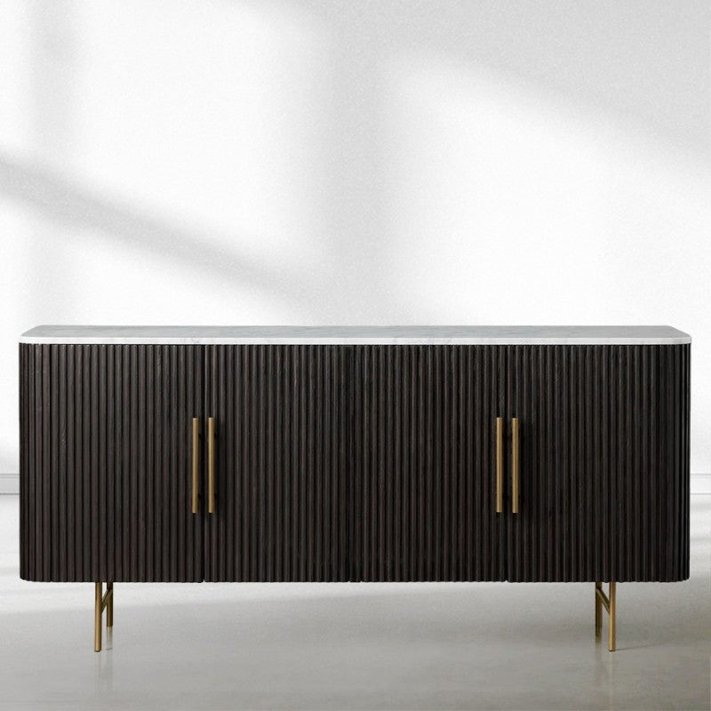 Finnley Wood Sideboard Marble Countertop Buffet Storage Cabinet Rural Entryways Cabinet