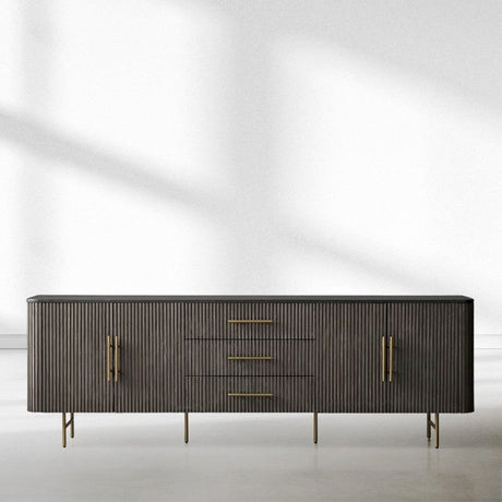 Finnley Marble Top Sideboard Wood Bluestone Top Buffet Cabinet with Drawers