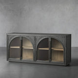 Hattie Solid Oak Sideboard Vintage Arched Buffet Storage Cabinet