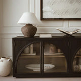 Hattie Solid Oak Sideboard Vintage Arched Buffet Storage Cabinet