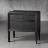 Lenox Wood Nightstand French Antique Bedside table With Two Drawers Chest