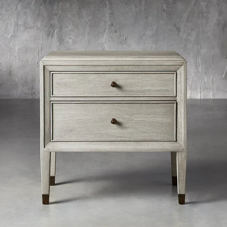 Lenox Wood Nightstand French Antique Bedside table With Two Drawers Chest