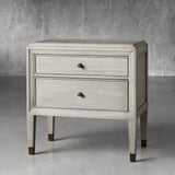 Lenox Wood Nightstand French Antique Bedside table With Two Drawers Chest