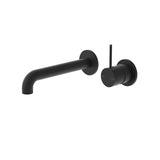 Mecca Wall Basin Mixer Separate Back Plate Handle Up 185mm Spout Matte Black
