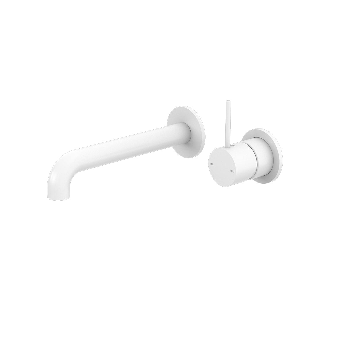 Mecca Wall Basin Mixer Separate Back Plate Handle Up 185mm Spout Matte White
