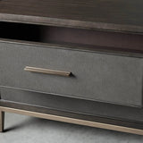 Malone Wood Nightstand Bedside Drawers Chest Table with Leather Insets