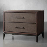 Malone Wood Nightstand Bedside Drawers Chest Table with Leather Insets