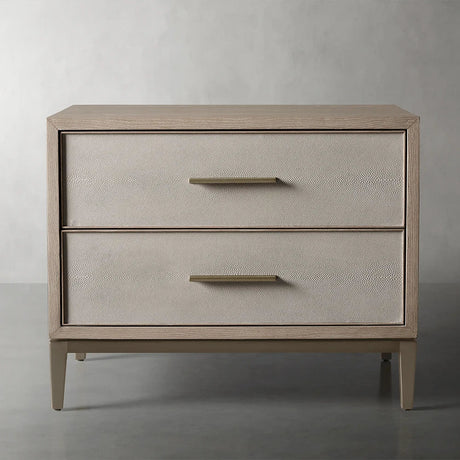 Malone Wood Nightstand Bedside Drawers Chest Table with Leather Insets