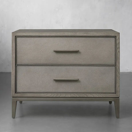 Malone Wood Nightstand Bedside Drawers Chest Table with Leather Insets