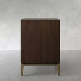 Malone Solid Wood Open Nightstand Shagreen Leather Bedside table With Drawers