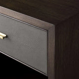 Malone Solid Wood Open Nightstand Shagreen Leather Bedside table With Drawers