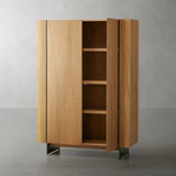 Mihaela Oak Wood Tall Cabinet Wine Barrel Inspired