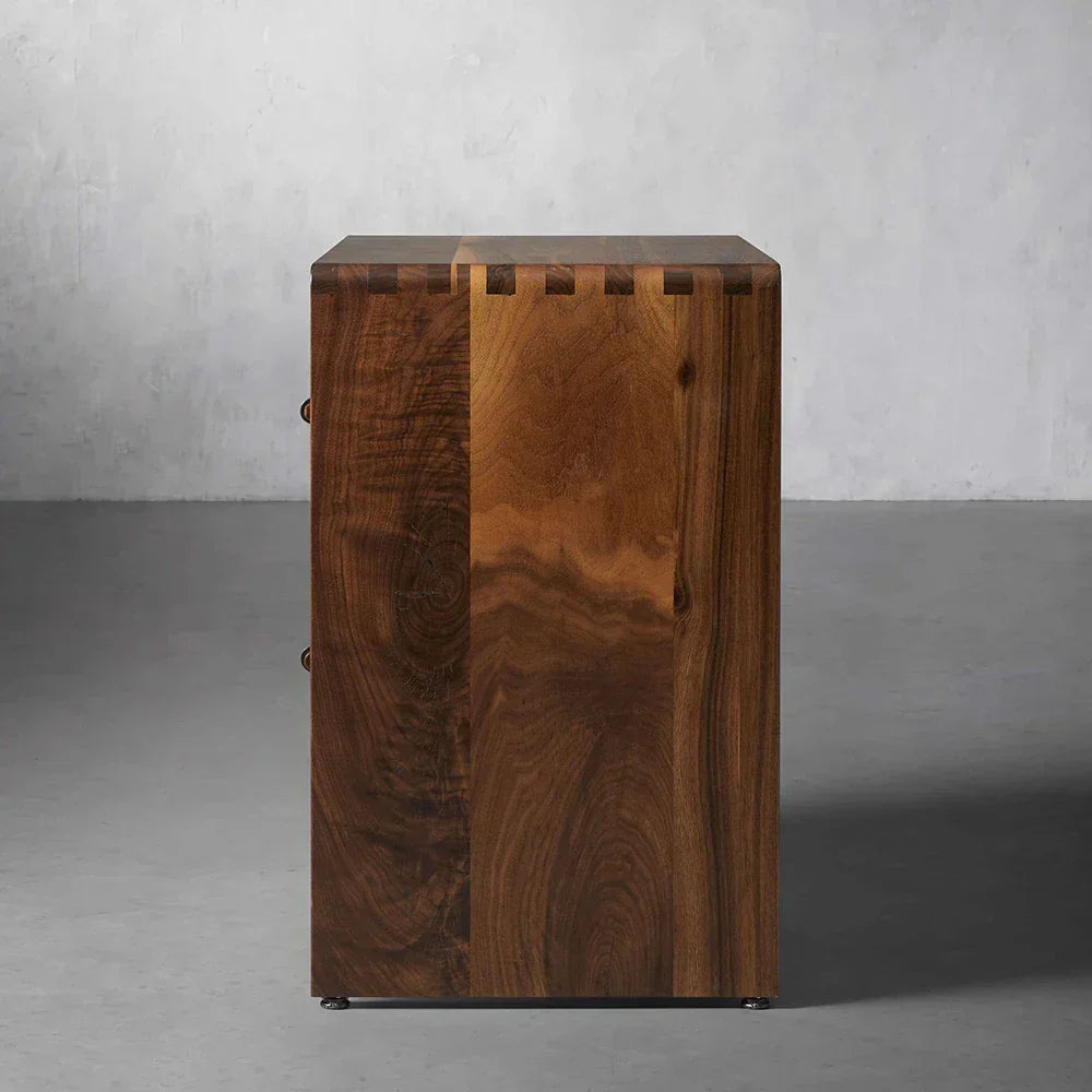 Miller Closed Nightstand Solid Walnut Nightside Table with Drawers